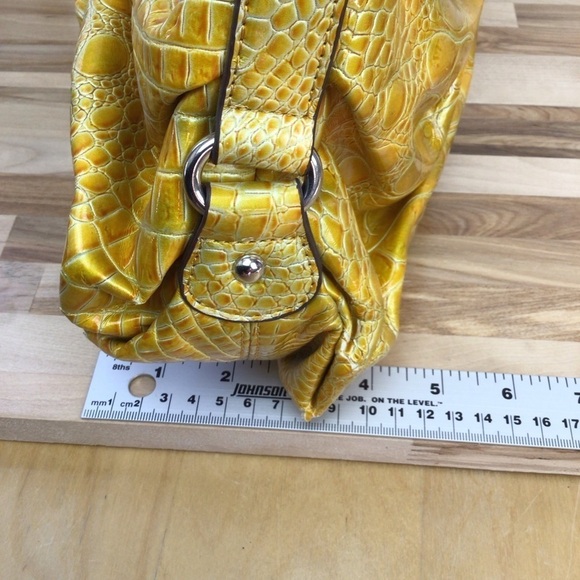 KGB Studio yellow handbag shoulder vegan leather croco pattern maximalist sunny - Picture 9 of 13